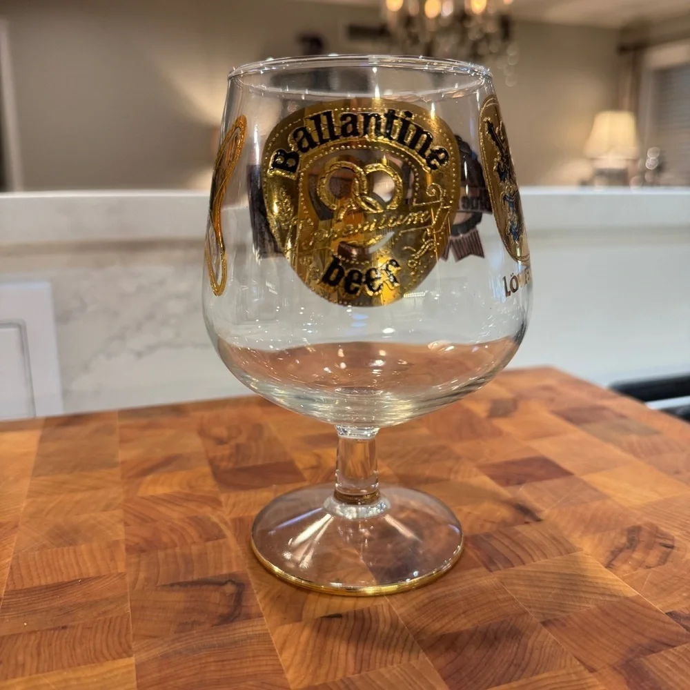 Vintage Beer Snifter Glass 6” Gold Rim Pabst Schlitz Löwenbräu Ballantine Miller